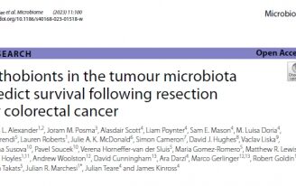 Publikace “Pathobionts in the tumour microbiota predict survival following resection for colorectal cancer”